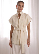 Damask Ivory Structured Gilet
