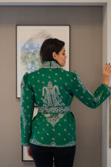 Emerald Green Bandana Belted Cardigan