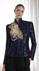 Audrey Flower Detail Sequin Jacket
