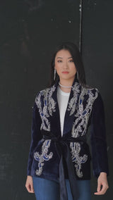 Manal Midnight Blue Velvet Jacket