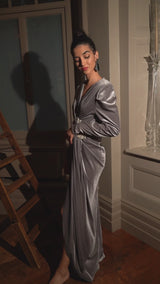 Camille Grey Velvet Dress