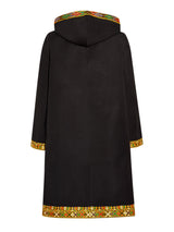 Black  hooded multi use coat with pockets and hood