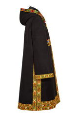 Black hooded multi use coat with pockets and hood