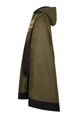 Green long hooded cape
