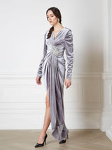 Camille Grey Velvet Dress