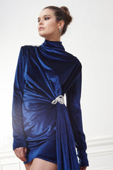 Zoe Cobalt Blue Short Velvet Dress