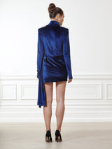 Zoe Cobalt Blue Short Velvet Dress