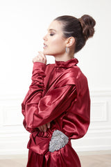Celestine Silk Satin Burgundy Dress