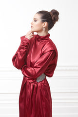 Celestine Silk Satin Burgundy Dress