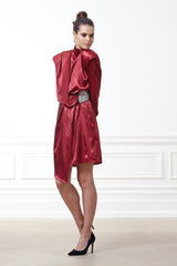Celestine Silk Satin Burgundy Dress