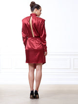 Celestine Silk Satin Burgundy Dress