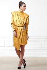 Celestine Silk Satin Canary Yellow Dress