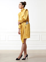 Celestine Silk Satin Canary Yellow Dress