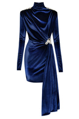 Zoe Cobalt Blue Short Velvet Dress
