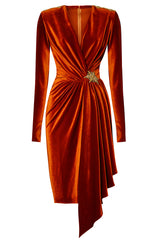 Micha Rust Velvet Short Dress