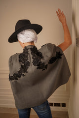 Sabrina Grey Flannel Cape