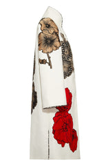 White Long Coat Flower Red Bronze