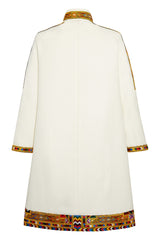 White Long Coat Tribal Detail