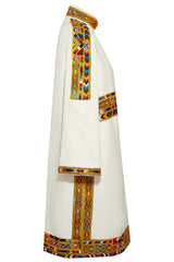 White Long Coat Tribal Detail