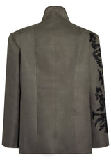 Green jacket black detail