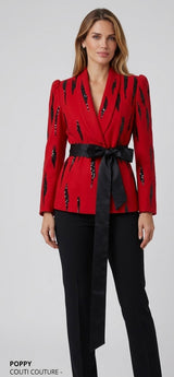 Poppy in Crimson Belted Jacket