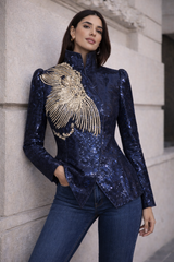 Audrey Flower Detail Sequin Jacket