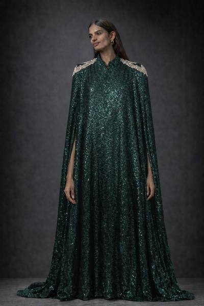 Emerald Sequin Cape – Nadya Shah