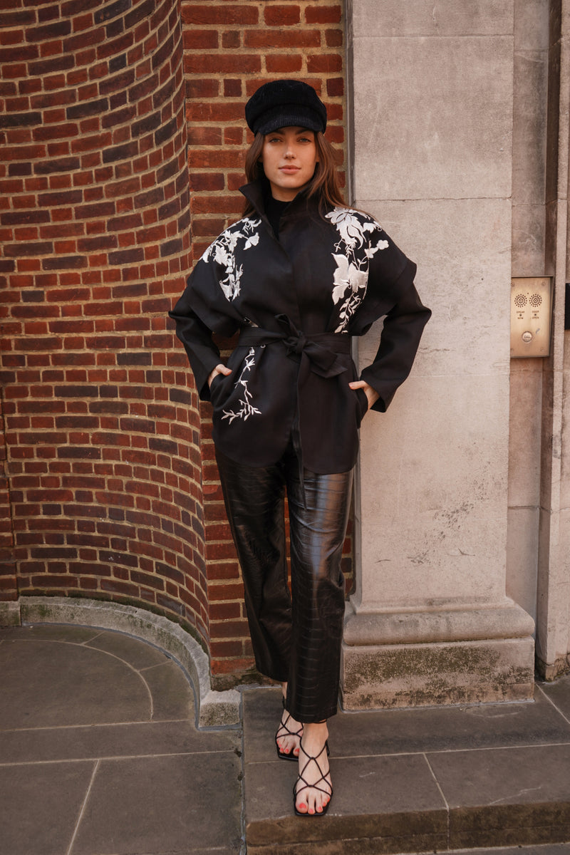 Astra Leaf Detail Belted Jacket