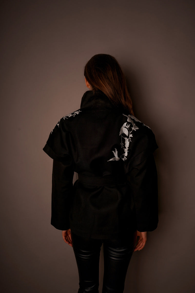 Astra Leaf Detail Belted Jacket