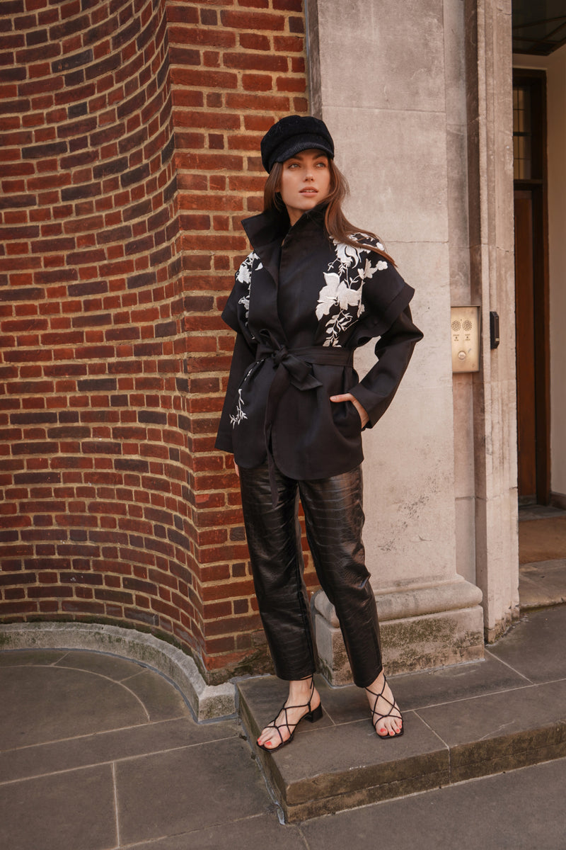 Astra Leaf Detail Belted Jacket