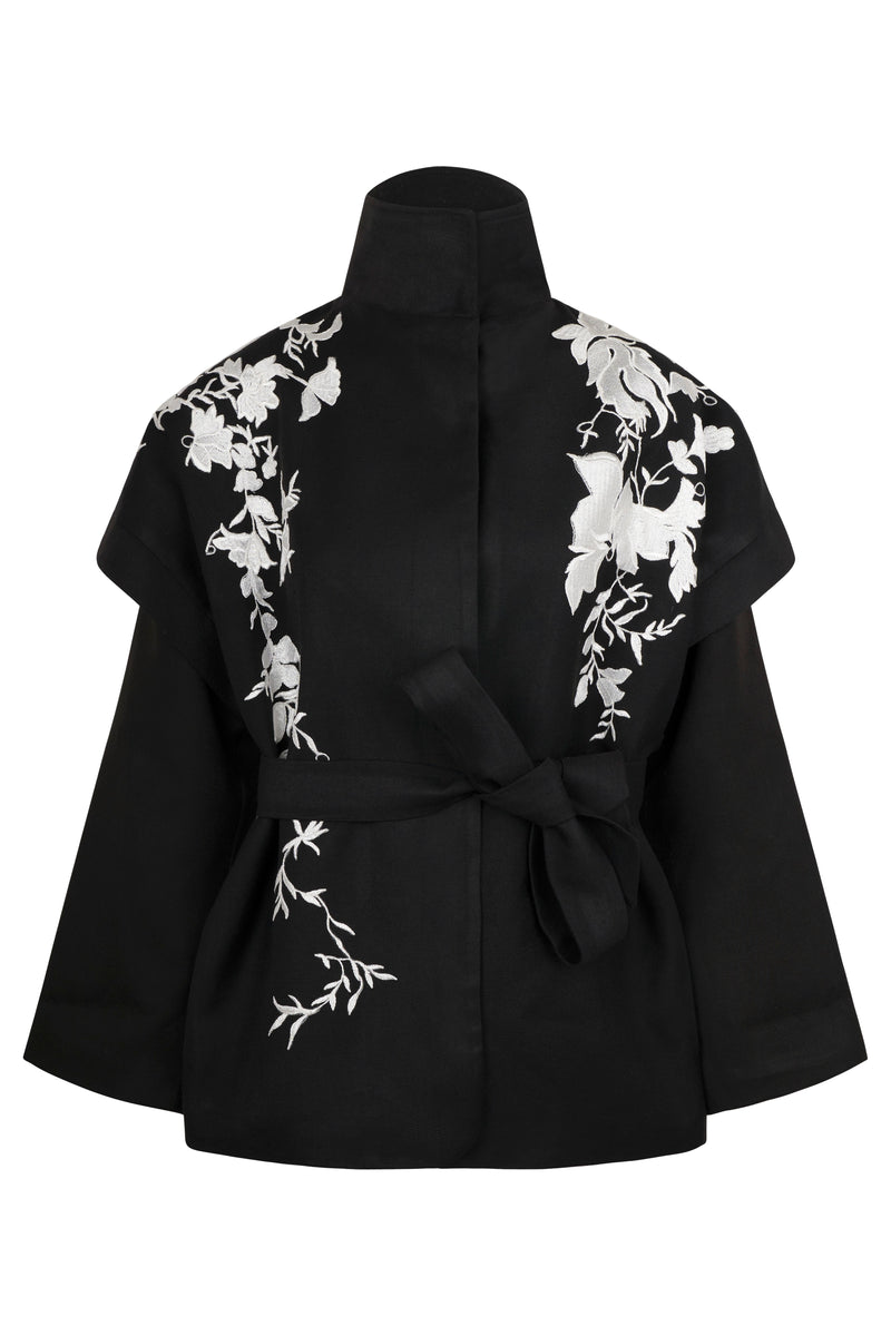 Astra Leaf Detail Belted Jacket