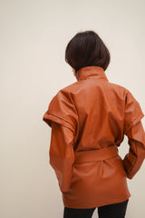 Cleo (faux leather) Belted Jacket