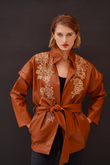 Cleo (faux leather) Belted Jacket