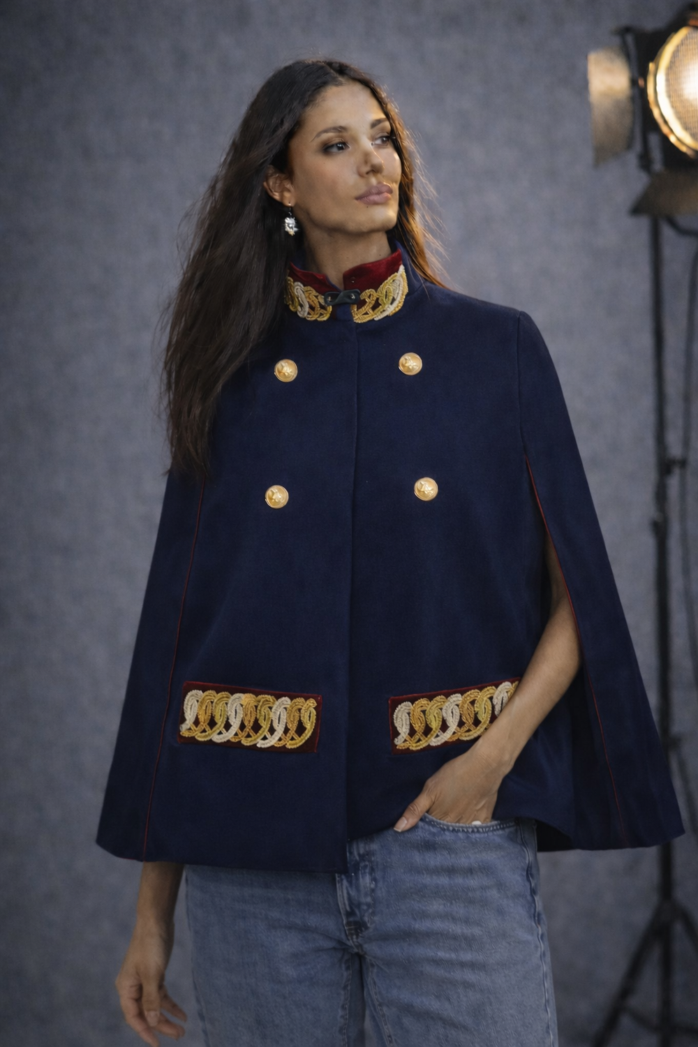 Leah Navy Cape – Nadya Shah
