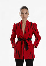 Poppy in Crimson Belted Jacket