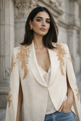 Alya cream Tuxedo Cape