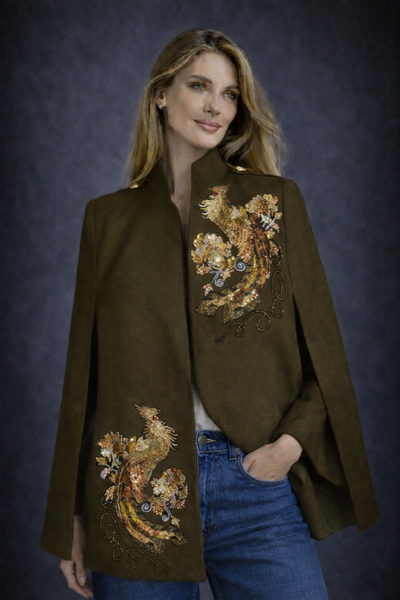 Khaki Phoenix Cape – Nadya Shah