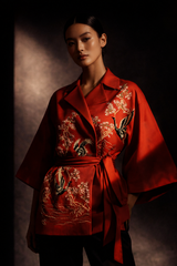 Ruby Cassis Belted jacket