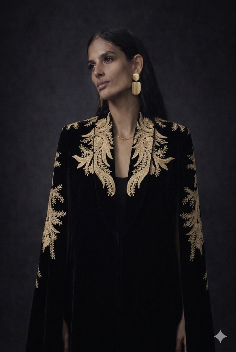 Alya Black Tuxedo Cape – Nadya Shah