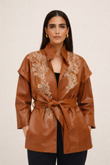 Cleo (faux leather) Belted Jacket