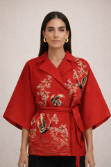 Ruby Cassis Belted jacket