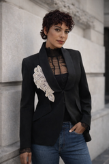 Zoe in Pearl Drop Blazer ( Black)
