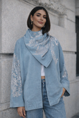 Celeste Denim Scarf Wrap Jacket