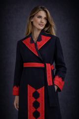 Kyana Navy Belted Coat