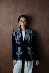 Manal Midnight Blue Velvet Jacket