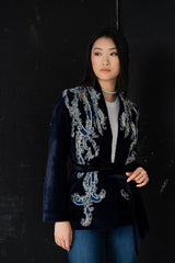 Manal Midnight Blue Velvet Jacket