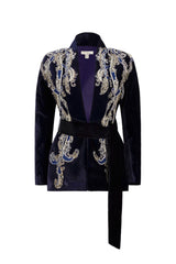 Manal Midnight Blue Velvet Jacket