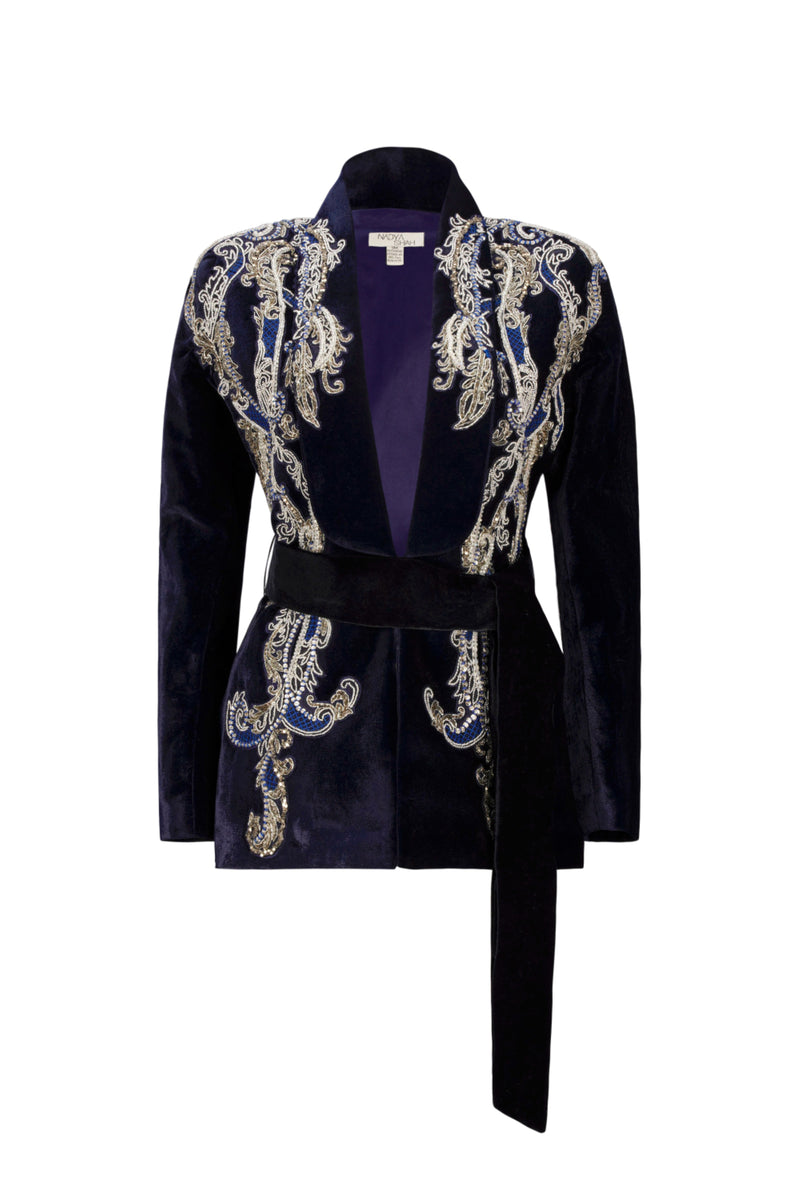 Manal Midnight Blue Velvet Jacket