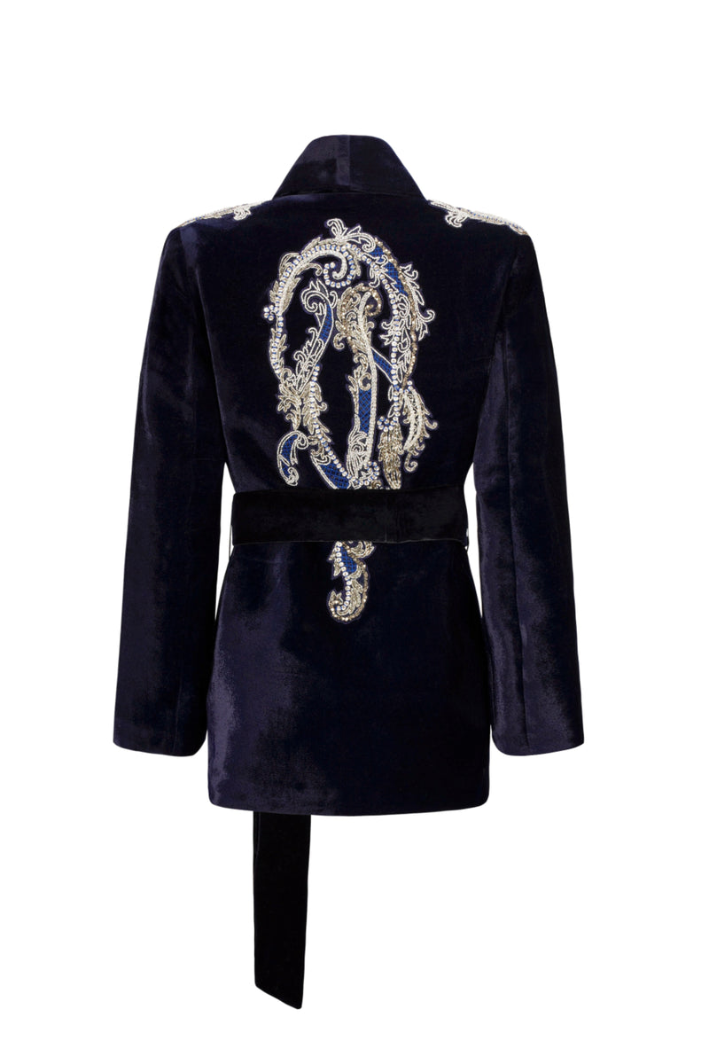 Manal Midnight Blue Velvet Jacket