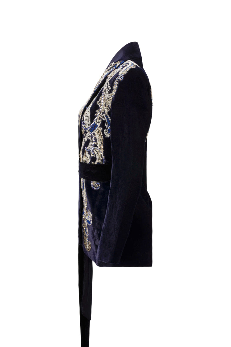 Manal Midnight Blue Velvet Jacket